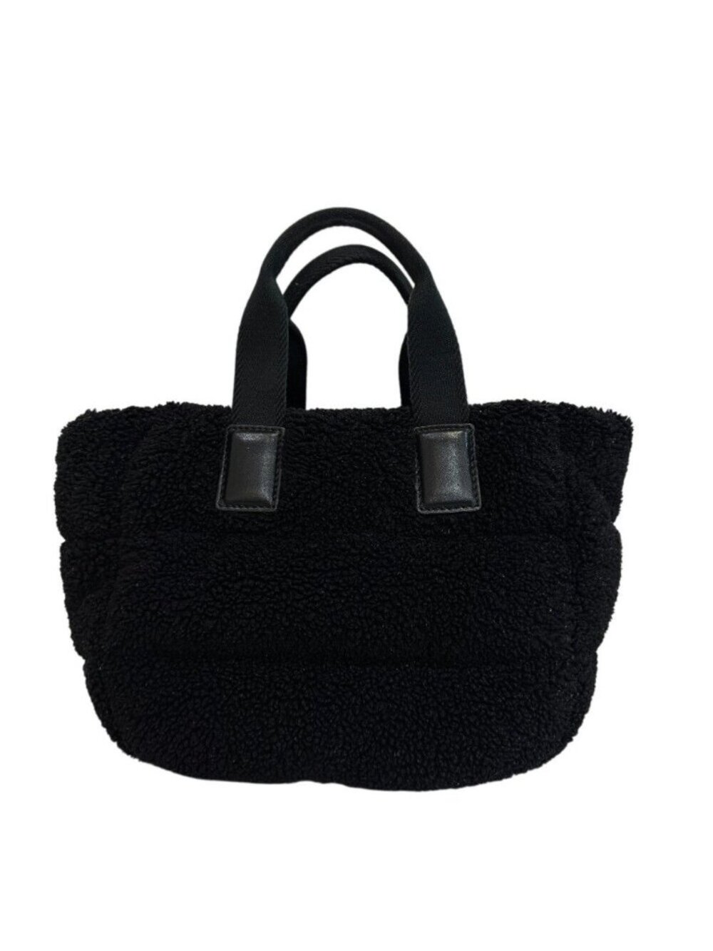 Moncler Mini Caradoc Mini Fleece Leather Tote Black